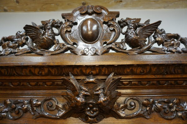 PIĘKNIE RZEŹBIONY KREDENS BIBLIOTECZNY PTAKI FRANCJA