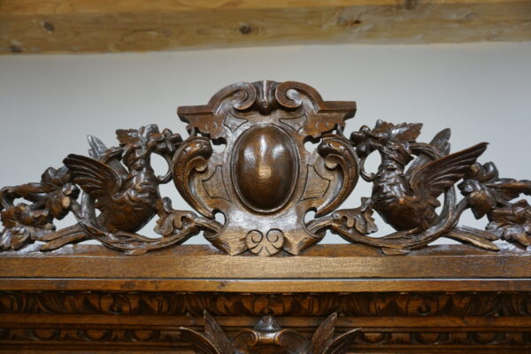 PIĘKNIE RZEŹBIONY KREDENS BIBLIOTECZNY PTAKI FRANCJA