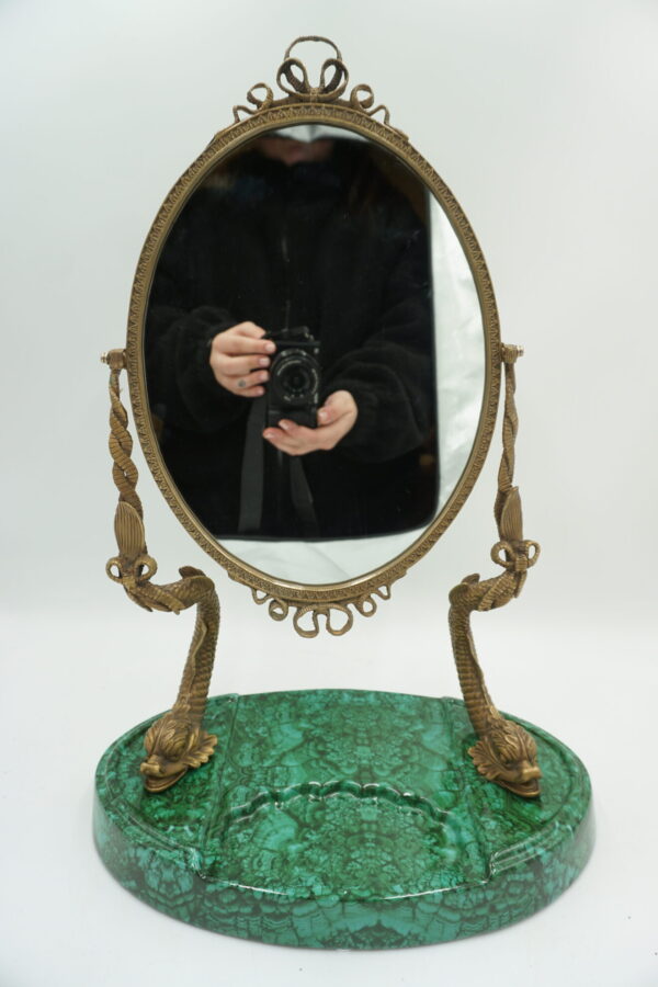 LUSTRO STOJĄCE BRĄZ Z PORCELANĄ