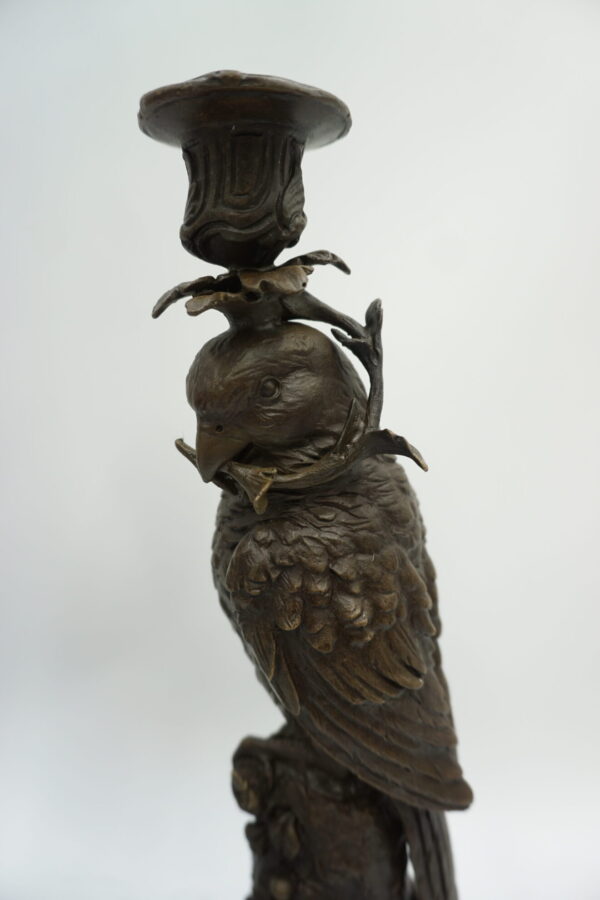 PARA ŚWIECZNIKÓW PAPUGI Z BRĄZU CUDO