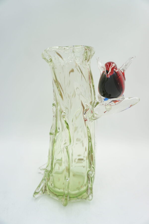 SZKLANY WAZON STYL MURANO PRZEZROCZYSTY PTASZEK