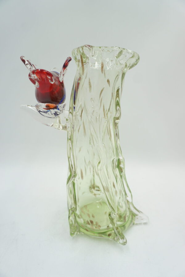 SZKLANY WAZON STYL MURANO PRZEZROCZYSTY PTASZEK