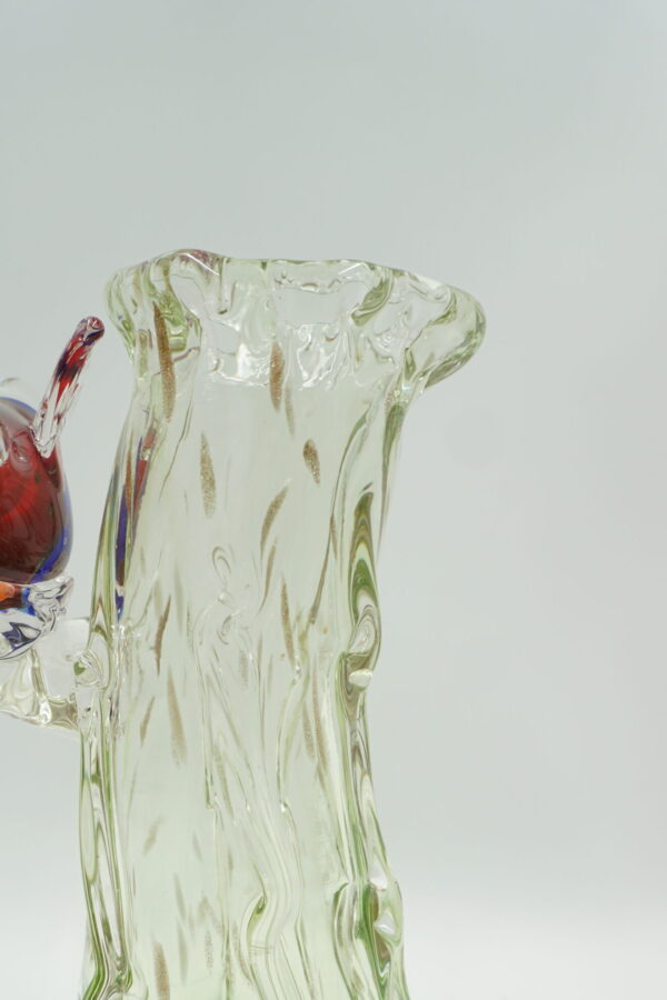 SZKLANY WAZON STYL MURANO PRZEZROCZYSTY PTASZEK