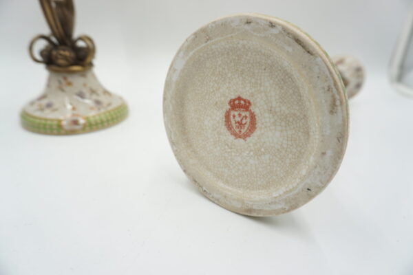 PARA ŚWIECZNIKÓW BŁĘKITNE PORCELANA+BRĄZ