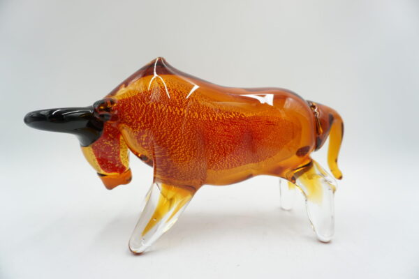 SZKŁO MURANO, FIGURA BYK POMARAŃCZOWY