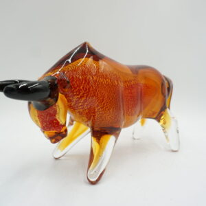 SZKŁO MURANO, FIGURA BYK POMARAŃCZOWY