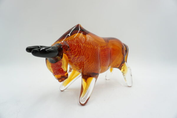 SZKŁO MURANO, FIGURA BYK POMARAŃCZOWY
