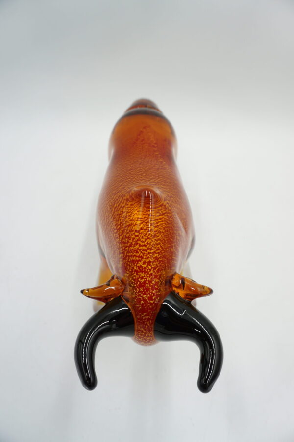 SZKŁO MURANO, FIGURA BYK POMARAŃCZOWY
