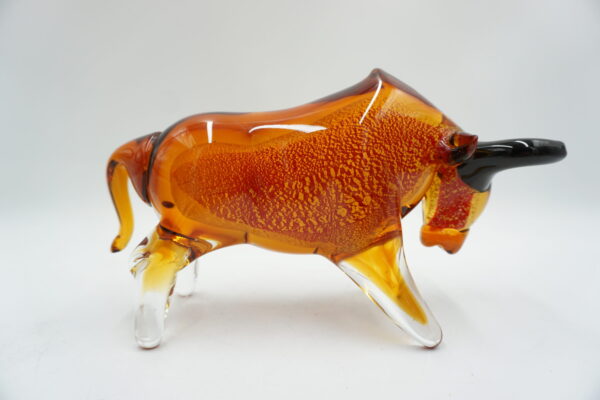 SZKŁO MURANO, FIGURA BYK POMARAŃCZOWY