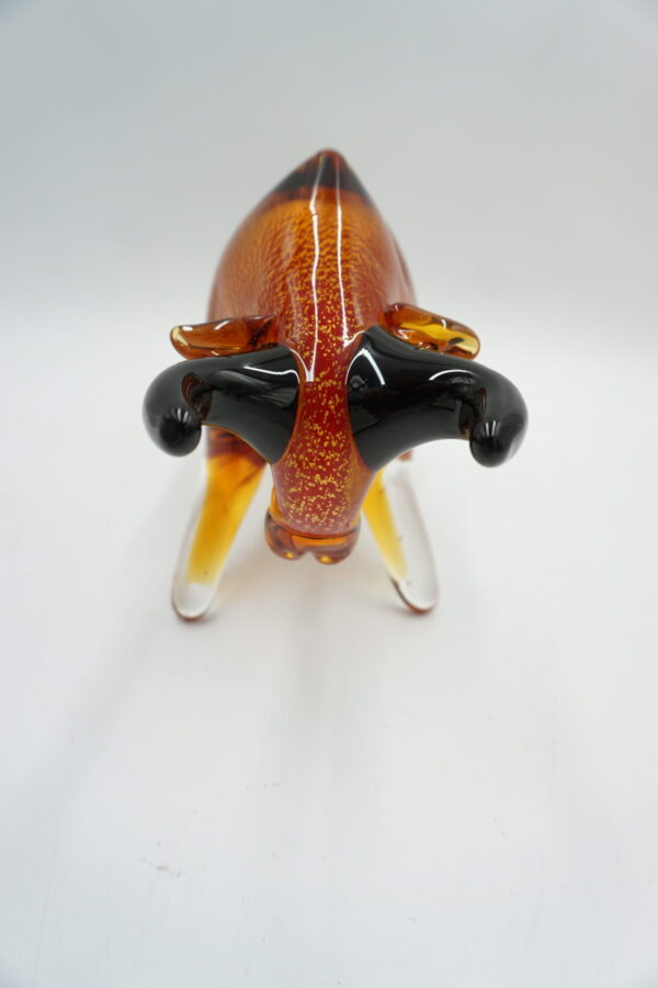 SZKŁO MURANO, FIGURA BYK POMARAŃCZOWY