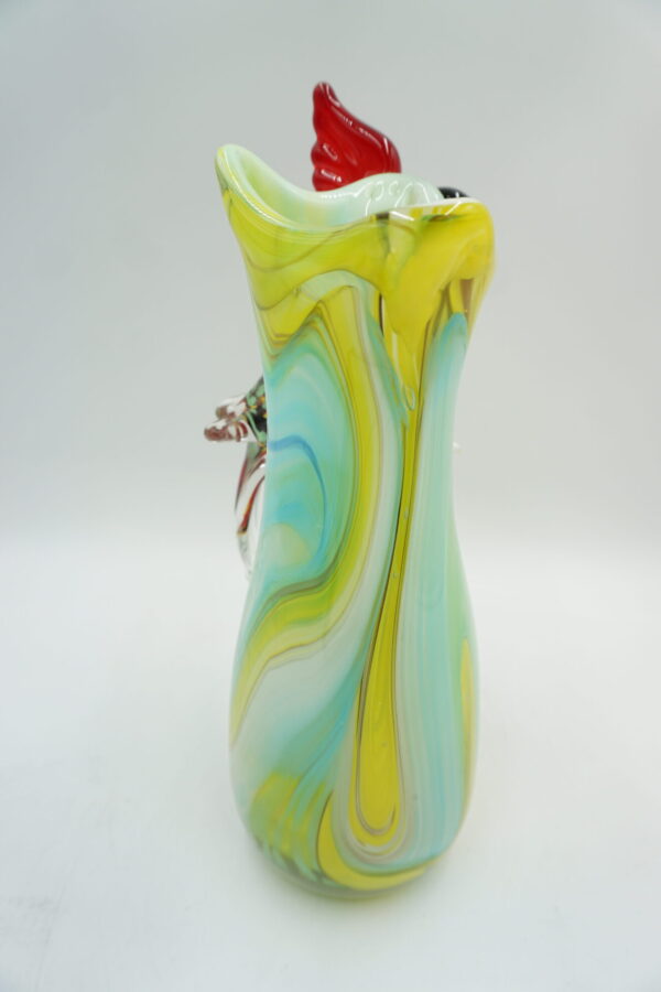 SZKLANY WAZON STYL MURANO ZIELONY Z PTASZKIEM