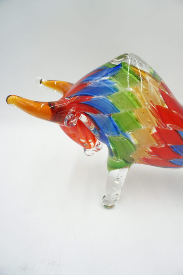 SZKŁO MURANO, FIGURA BYK KOLOROWY