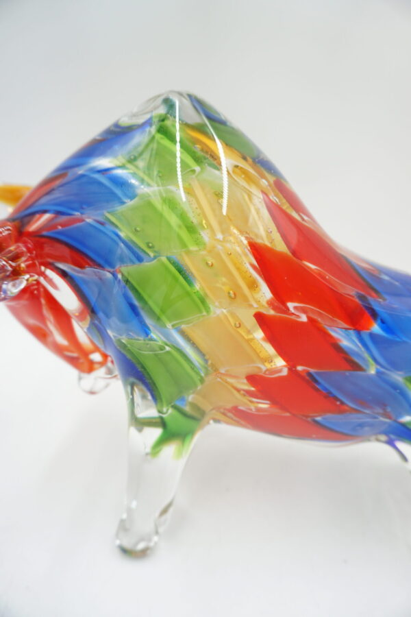 SZKŁO MURANO, FIGURA BYK KOLOROWY