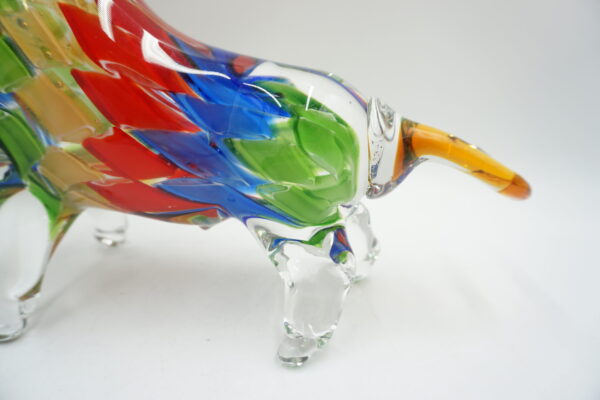 SZKŁO MURANO, FIGURA BYK KOLOROWY