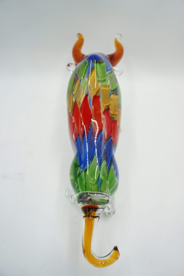 SZKŁO MURANO, FIGURA BYK KOLOROWY