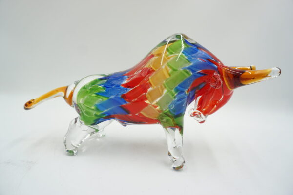 SZKŁO MURANO, FIGURA BYK KOLOROWY