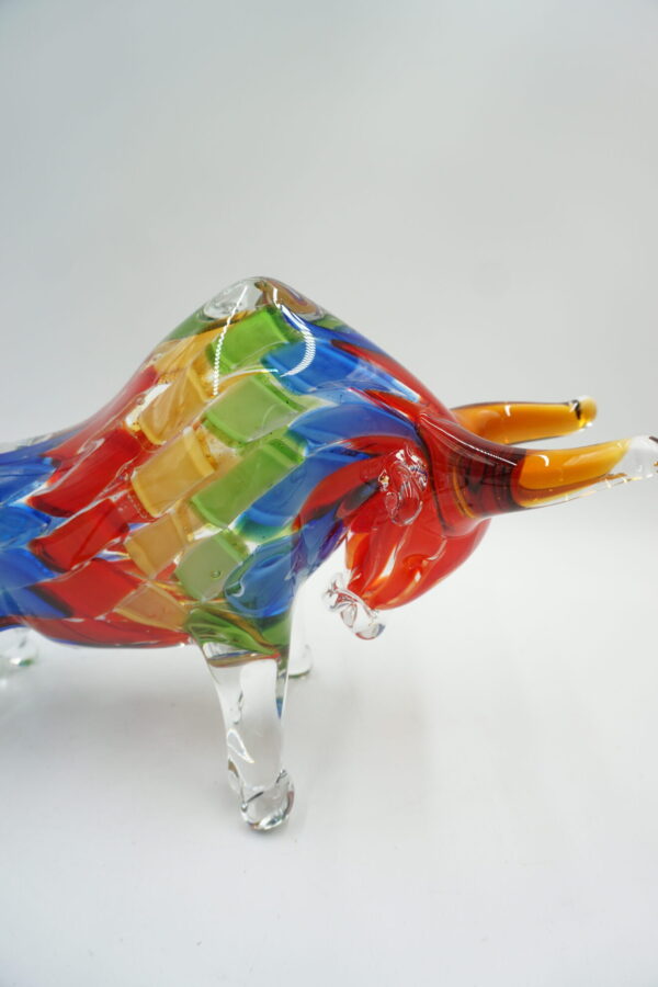 SZKŁO MURANO, FIGURA BYK KOLOROWY