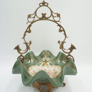 KOSZYCZEK PATERA ZIELONY PORCELANA Z BRĄZEM