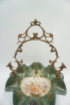 KOSZYCZEK PATERA ZIELONY PORCELANA Z BRĄZEM