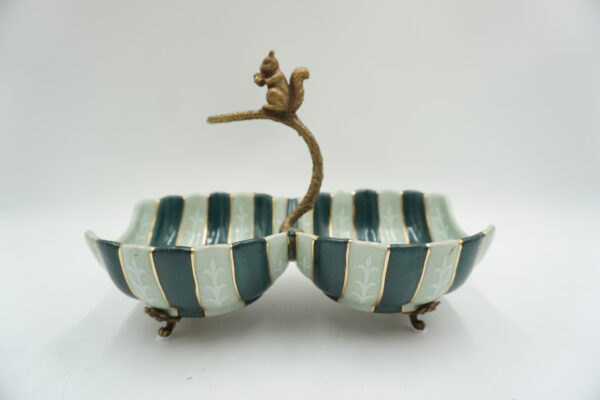 PATERA PODWÓJNA Z WIEWIÓRKĄ PORCELANA+BRĄZ