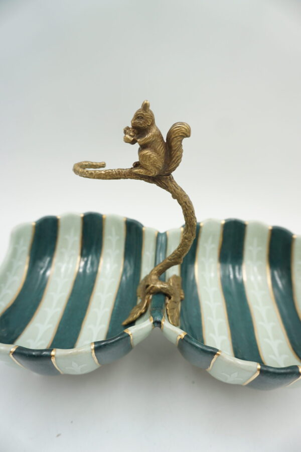 PATERA PODWÓJNA Z WIEWIÓRKĄ PORCELANA+BRĄZ