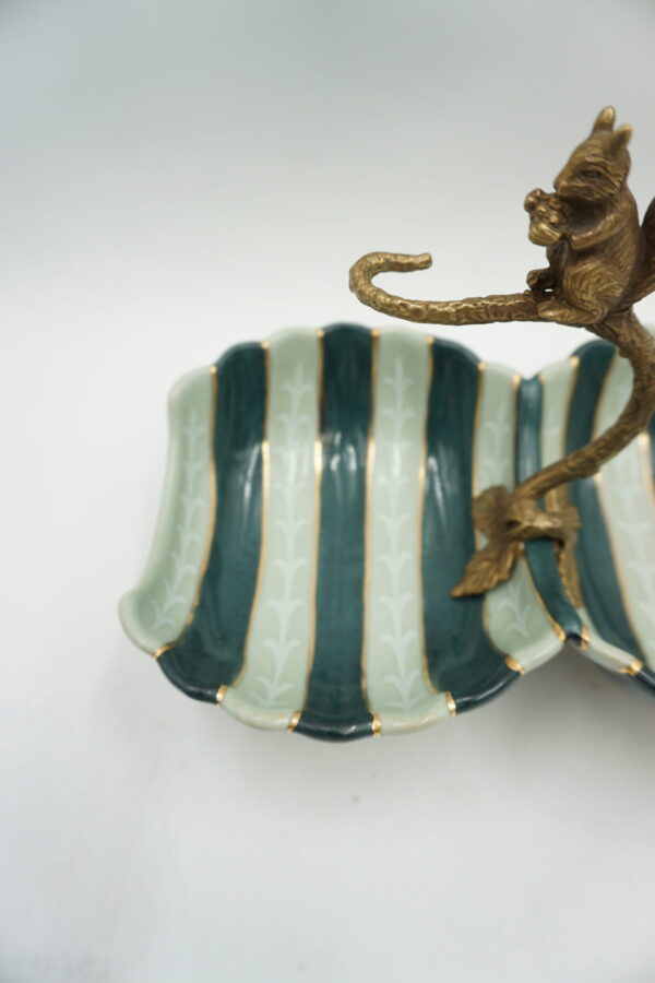 PATERA PODWÓJNA Z WIEWIÓRKĄ PORCELANA+BRĄZ