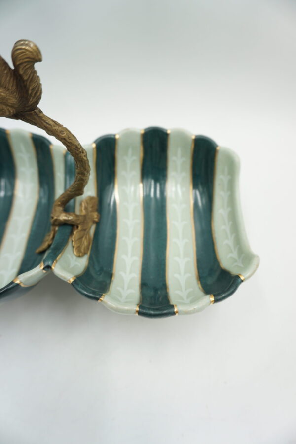 PATERA PODWÓJNA Z WIEWIÓRKĄ PORCELANA+BRĄZ