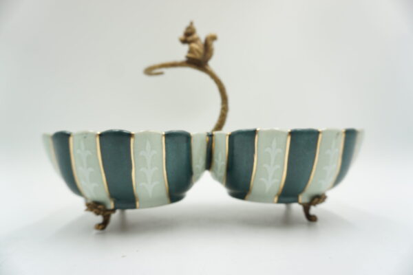 PATERA PODWÓJNA Z WIEWIÓRKĄ PORCELANA+BRĄZ