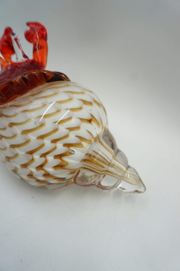 SZKŁO MURANO STYL FIGURKA DUŻA MUSZLA Z KRABEM