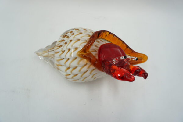 SZKŁO MURANO STYL FIGURKA DUŻA MUSZLA Z KRABEM