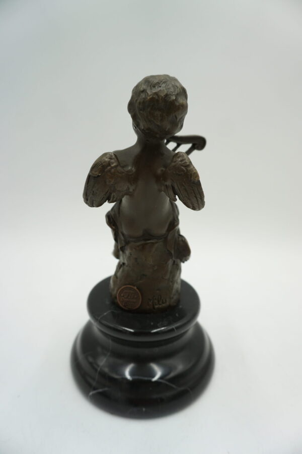 FIGURA Z BRĄZU ANIOŁ ANIOŁEK Z HARFĄ