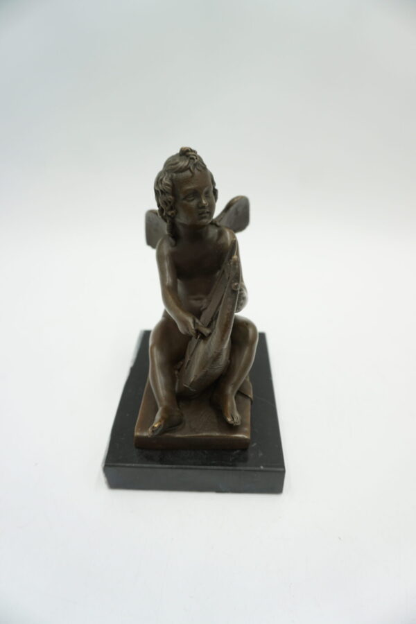 FIGURA Z BRĄZU ANIOŁ ANIOŁEK Z LIRĄ