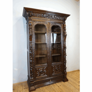 FIGURALNA BIBLIOTEKA DWUDRZWIOWA NEORENESANS BOGATO RZEŹBIONA