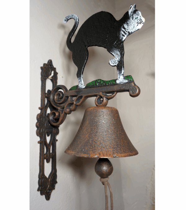 PIĘKNY ŻELIWNY DZWON DZWONEK KOT