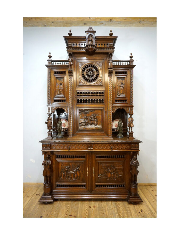 FIGURALNY BRETOŃSKI KREDENS BOGATO RZEŹBIONY FRANCJA ORYGINAŁ