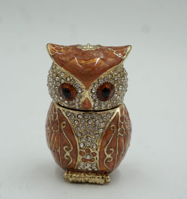 SZKATUŁKA PUZDERKO SOWA Z CYRKONIAMI