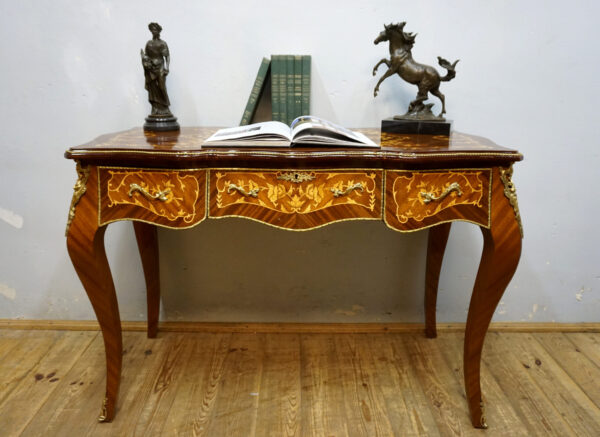 STYLOWE BIURKO BIURECZKO INSTARSJE OKUCIA Z MOSIĄDZU