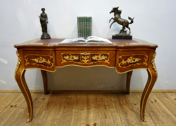 STYLOWE BIURKO BIURECZKO INTARSJE GIĘTE NOGI