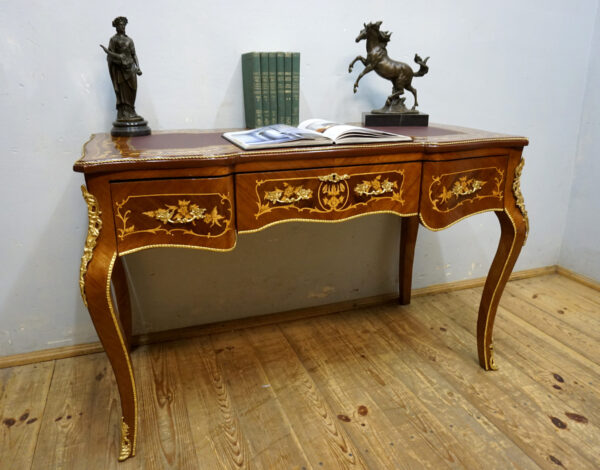 STYLOWE BIURKO BIURECZKO INTARSJE GIĘTE NOGI