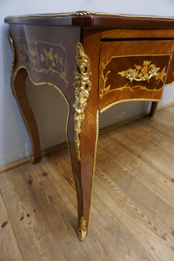 STYLOWE BIURKO BIURECZKO INTARSJE GIĘTE NOGI