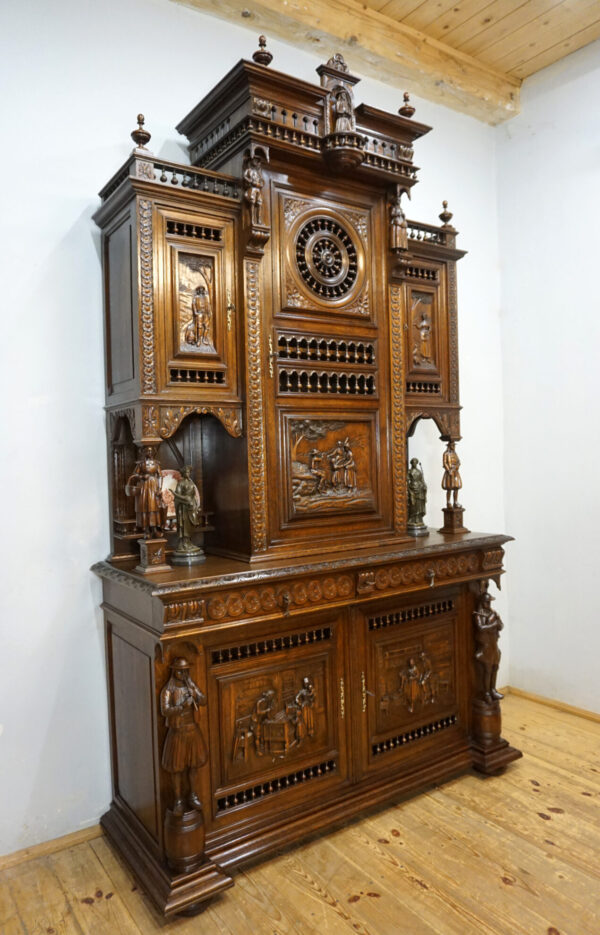 FIGURALNY BRETOŃSKI KREDENS BOGATO RZEŹBIONY FRANCJA ORYGINAŁ