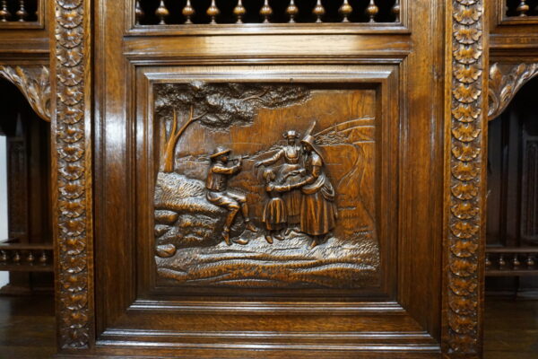 FIGURALNY BRETOŃSKI KREDENS BOGATO RZEŹBIONY FRANCJA ORYGINAŁ