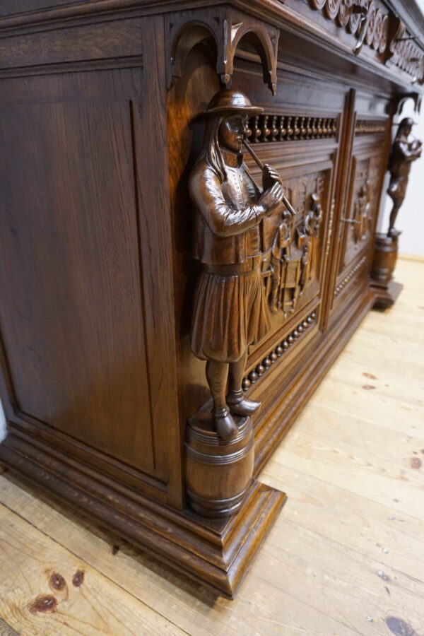 FIGURALNY BRETOŃSKI KREDENS BOGATO RZEŹBIONY FRANCJA ORYGINAŁ