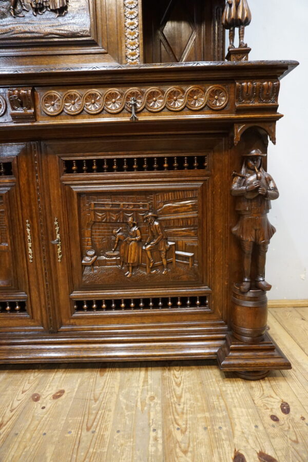 FIGURALNY BRETOŃSKI KREDENS BOGATO RZEŹBIONY FRANCJA ORYGINAŁ