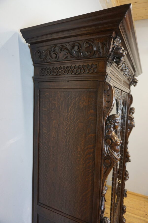 FIGURALNA BIBLIOTEKA DWUDRZWIOWA NEORENESANS BOGATO RZEŹBIONA