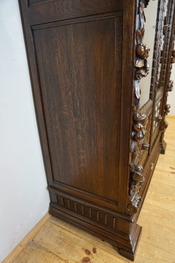 FIGURALNA BIBLIOTEKA DWUDRZWIOWA NEORENESANS BOGATO RZEŹBIONA