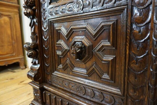 FIGURALNA BIBLIOTEKA DWUDRZWIOWA NEORENESANS BOGATO RZEŹBIONA