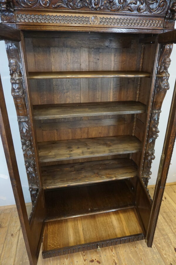 FIGURALNA BIBLIOTEKA DWUDRZWIOWA NEORENESANS BOGATO RZEŹBIONA