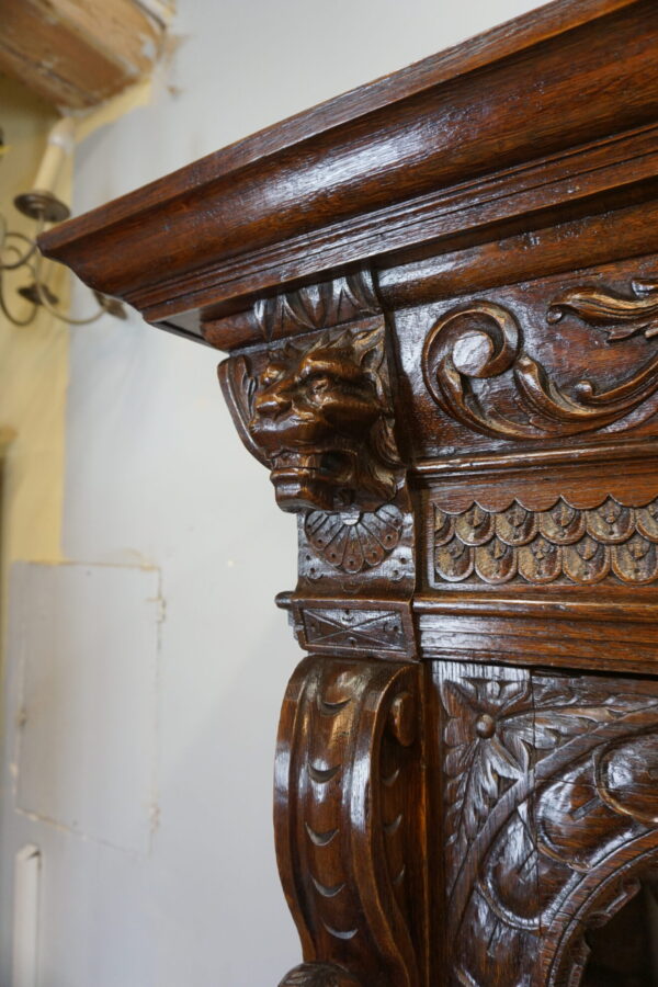 FIGURALNA BIBLIOTEKA DWUDRZWIOWA NEORENESANS BOGATO RZEŹBIONA