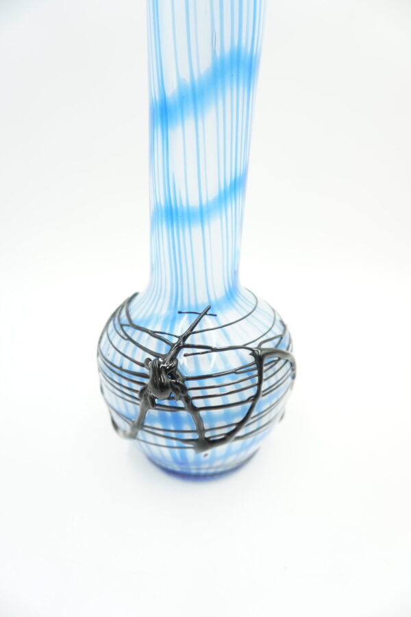 SZKLANY WAZON FLAKON STYL MURANO NIEBIESKI Z PAJĄKAMI